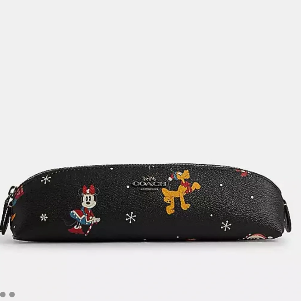 Disney X Coach Limited Edition Graphic Pencil Case With Holiday Print.